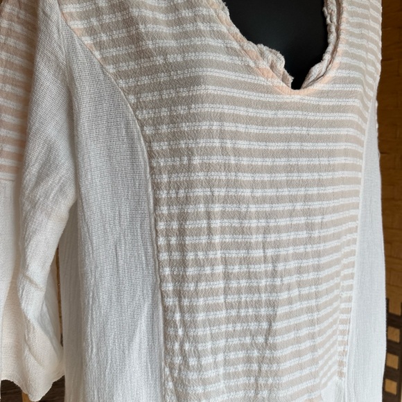 Meo Meli Italian White Cotton Linen Blend Dress Size M - Picture 3 of 6